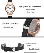 Top Plaza Womens Ladies Classic Simple Leather Analog Wrist Watch Rose Gold Case Arabic Numerals Casual Dress Quartz Watches,Small Dial - Image 4